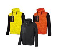 U-Power Rainbow, Felpa Full Zip, Con Tasche Ampie, Morbido Pile, Tessuto Cotone Stretch, Collo Alto, Cappuccio Regolabile, Abbigliamento Invernale Confortevole (ORANGE FLUO - 4XL)