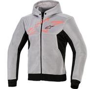 Felpa da motociclista Alpinestars Chrome Superairflow, nera, grigio chiaro, rosso fluo. XL