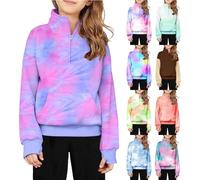 Felpa da ragazza con mezza zip tie dye in pile pullover oversize con cappuccio con tasca leggera girocollo maglioni da palestra casual con cappuccio abbigliamento sportivo uniforme scolastica vestiti