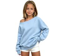 Felpa da ragazza con spalle scoperte a collo largo e maniche lunghe | Pullover in tinta unita con scollo asimmetrico che si trova su una spalla, maniche lunghe e una forma rilassata