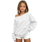Felpa da ragazza con spalle scoperte a collo largo e maniche lunghe | Pullover in tinta unita con scollo asimmetrico che si trova su una spalla, maniche lunghe e una forma rilassata