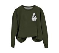 Felpa da ragazzo, casual, con scollo rotondo, stampa da donna, a maniche lunghe, top a tunica per tutti i giorni, comodo loungewear, morbida maglietta sportiva, camicia vichinga da uomo, verde, L