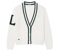 Felpa da tennis da donna Lacoste Badge Accent Wool Blend Golf Cardigan - white/green - Bianco (M)
