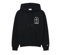 Felpa da tennis da uomo Lacoste Loose Fit Printed Hoodie - black - Nero (XL)