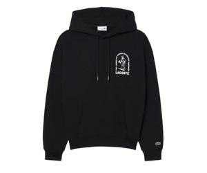Felpa da tennis da uomo Lacoste Loose Fit Printed Hoodie - black - Nero (XL)