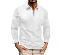 Felpa da uomo a 1/4 zip, a maniche lunghe, a maniche lunghe, casual, classica, 2025, a collo alto, a maniche lunghe, per il tempo libero, da uomo, bianco, XL