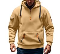 Felpa da uomo a maniche lunghe casual con cappuccio da uomo con zip a quarto pullover caldo felpa fitness leggera da lavoro Activewear maglione comodo con coulisse felpe con cappuccio alla moda con