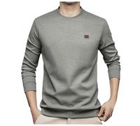 Felpa da uomo a maniche lunghe, senza scollo rotondo, design a nido d'ape, per il tempo libero, con tasca sul petto, verde, XL