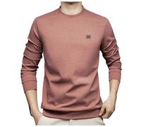 Felpa da uomo a maniche lunghe, senza scollo rotondo, design a nido d'ape, per il tempo libero, con tasca sul petto, Colore: rosso, L