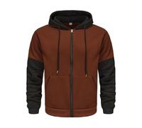 Felpa da uomo alla moda primavera e autunno casual a maniche lunghe con risvolto a tre pezzi plaid stampato felpa con cappuccio per uomo autunno e inverno viaggi passeggiate all'aperto, Caff, XL