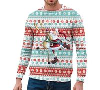 Felpa da uomo Autunno Inverno Casual Natale Stampato Pullover Girocollo Felpa Streetwear Moda Confortevole Felpe Calde Per Uomo Uk Girocollo, Rosa-e, S