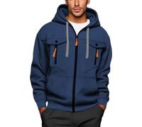 Felpa da uomo classica con cappuccio leggera con zip intera giacca tinta unita a maniche lunghe giacca sportiva multi tasche in pile felpe con cappuccio eleganti giacche per tutti i giorni casual