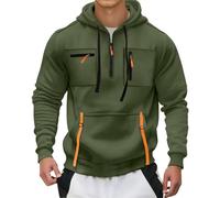 Felpa da uomo con cappuccio casual a mezza zip da uomo invernale da lavoro con zip tinta unita felpe con cappuccio sportive pullover patchwork felpe con cappuccio multi tasche felpa all'aperto moda