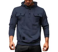 Felpa da uomo con cappuccio casual intelligente da uomo con tasche multiple felpa calda all'aperto felpa tinta unita felpa da palestra maglione tattico pullover atletico felpe con cappuccio leggere