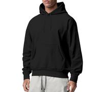 Felpa da uomo con cappuccio, classica, tinta unita, per unisex, semplice, comoda, traspirante, casual, per sport all'aperto, streetwear, adatta per ogni occasione, Nero , L