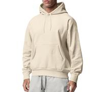 Felpa da uomo con cappuccio, classica, tinta unita, per unisex, semplice, comoda, traspirante, casual, per sport all'aperto, streetwear, adatta per ogni occasione, cachi, 3XL