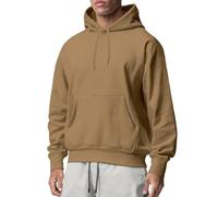 Felpa da uomo con cappuccio, classica, tinta unita, per unisex, semplice, comoda, traspirante, casual, per sport all'aperto, streetwear, adatta per ogni occasione, caffè, XXL