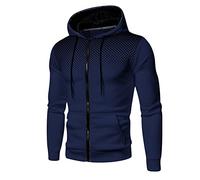 Felpa da uomo con cappuccio, con cappuccio, da uomo, 3 pezzi, con cappuccio stampato, slim fit, con chiusura lampo, giacca da uomo con coulisse, per il tempo libero, per la mezza stagione, Blu marino