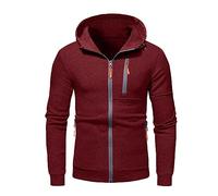 Felpa da Uomo con Cappuccio, con Cappuccio, Slim Fit, Chiusura Lampo, Felpa con Cappuccio, con Tasche, per L'Autunno, Lo Sport, Il Fitness, La Montagna
