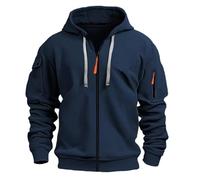 Felpa da uomo con cappuccio, con cerniera, con tasche, a maniche lunghe, con cappuccio, casual, da lavoro, da jogging, per attività all'aria aperta, R Marine, L