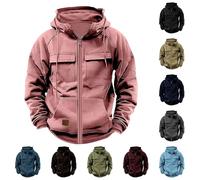 Felpa da uomo con cappuccio con cerniera, da lavoro, stile cargo, felpa tattica, con cerniera a un quarto, maglione cargo con cappuccio, casual, a maniche lunghe, con tasca, alla moda, top da lavoro
