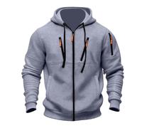 Felpa da uomo con cappuccio, con cerniera, oversize, con cappuccio, giacca per le mezze stagioni, classica, sportiva, casual, per attività all'aria aperta, O grigio chiaro, L