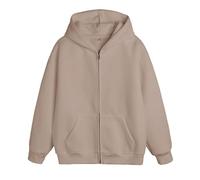 Felpa da uomo con cappuccio con chiusura lampo bianca - Felpa da uomo in cotone taglia 3Xl felpa spessa felpa da uomo con cappuccio giacca da mezza stagione casual da uomo, cachi, m