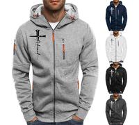 Felpa da uomo con cappuccio da fitness con zip completa con cappuccio con ricamo stampato casual a maniche lunghe con cerniera maglione top maglioni sciolti tinta unita con cerniera in pile con