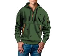 Felpa da uomo con cappuccio e cerniera a mezza zip, in pile tattico | Pullover a maniche lunghe con tasca sul braccio maglioni casual caldo felpa sportiva stampata top tuta activewear cappotto
