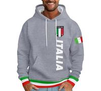 Felpa da uomo con cappuccio e felpe con stampa italiana e grafica a lettere, maglione elegante, abbigliamento casual, confortevole e capispalla, grigio chiaro., L
