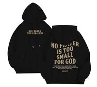 Felpa da uomo con cappuccio e stampa grafica, con motivo cristiano, con stampa biblica, per riunioni comunali, Stile-b02 Nero, L