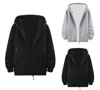 Felpa da uomo con cappuccio e tasche, casual, con cerniera, in pile, con cerniera, felpa con cappuccio e cerniera, felpa con cappuccio da palestra, Grigio, XL