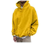 Felpa da uomo con cappuccio, felpa da uomo, girocollo, taglia grande, a maniche lunghe, con cappuccio, casual, alla moda, morbida e confortevole, tinta unita, spessa, unisex, per il lavoro quotidiano