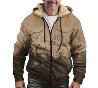 Felpa da uomo con cappuccio in pile con cerniera completa da uomo giacca con cappuccio e zip intera foderata con cappuccio con coulisse tasche sul petto ed elegante design con stampa sbiadita, 01