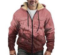 Felpa da uomo con cappuccio in pile con cerniera completa da uomo giacca con cappuccio e zip intera foderata con cappuccio con coulisse tasche sul petto ed elegante design con stampa sbiadita, 01