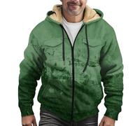 Felpa da uomo con cappuccio in pile con cerniera completa da uomo giacca con cappuccio e zip intera foderata con cappuccio con coulisse tasche sul petto ed elegante design con stampa sbiadita, 01