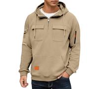 Felpa da uomo con cappuccio intelligente con mezza zip leggera da uomo felpa cargo con zip a quarto morbida felpa invernale alla moda felpa in pile a maniche lunghe con cappuccio a costine felpe