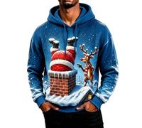 Felpa da uomo con cappuccio natalizia con ritratto di Babbo Natale a | Il cappuccio e la tasca attaccati mantengono la forma casual; abbinalo a jeans per gite in vacanza e foto di famiglia.