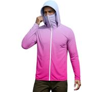 Felpa da uomo con cappuccio Ninja, con cerniera intera, a maniche lunghe, con stampa gradiente, per sport, unisex, con protezione solare, estiva, alla moda, abbigliamento da vela, O viola, S