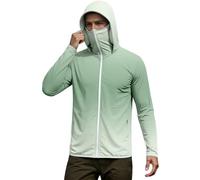 Felpa da uomo con cappuccio Ninja, con cerniera intera, a maniche lunghe, con stampa gradiente, per sport, unisex, con protezione solare, estiva, alla moda, abbigliamento da vela, O verde chiaro, XL