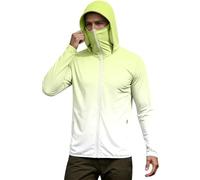 Felpa da uomo con cappuccio Ninja, con cerniera intera, a maniche lunghe, con stampa gradiente, per sport, unisex, con protezione solare, estiva, alla moda, abbigliamento da vela, P verde chiaro, XXL