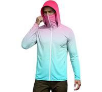 Felpa da uomo con cappuccio Ninja, con cerniera intera, a maniche lunghe, con stampa gradiente, per sport, unisex, con protezione solare, estiva, alla moda, abbigliamento da vela, O azzurro, M