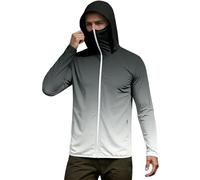 Felpa da uomo con cappuccio Ninja, con cerniera intera, a maniche lunghe, con stampa gradiente, per sport, unisex, con protezione solare, estiva, alla moda, abbigliamento da vela, Q verde scuro, XL