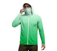 Felpa da uomo con cappuccio Ninja, con cerniera intera, a maniche lunghe, con stampa gradiente, per sport, unisex, con protezione solare, estiva, alla moda, abbigliamento da vela, P verde., XL