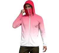 Felpa da uomo con cappuccio Ninja, con cerniera intera, a maniche lunghe, con stampa gradiente, per sport, unisex, con protezione solare, estiva, alla moda, abbigliamento da vela, P rosso anguria