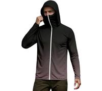 Felpa da uomo con cappuccio Ninja, con cerniera intera, a maniche lunghe, con stampa gradiente, per sport, unisex, con protezione solare, estiva, alla moda, abbigliamento da vela, Q rosso mattone, S
