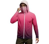 Felpa da uomo con cappuccio Ninja, con cerniera intera, a maniche lunghe, con stampa gradiente, per sport, unisex, con protezione solare, estiva, alla moda, abbigliamento da vela, O Rosa Caldo, XL