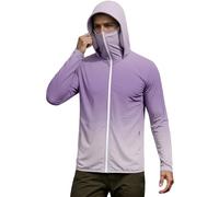 Felpa da uomo con cappuccio Ninja, con cerniera intera, a maniche lunghe, con stampa gradiente, per sport, unisex, con protezione solare, estiva, alla moda, abbigliamento da vela, O viola chiaro, XXL