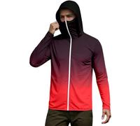 Felpa da uomo con cappuccio Ninja, con cerniera intera, a maniche lunghe, con stampa gradiente, per sport, unisex, con protezione solare, estiva, alla moda, abbigliamento da vela, Q rosso anguria
