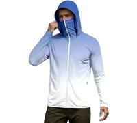 Felpa da uomo con cappuccio Ninja, con cerniera intera, a maniche lunghe, con stampa gradiente, per sport, unisex, con protezione solare, estiva, alla moda, abbigliamento da vela, P blu., L